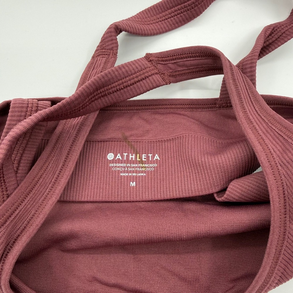 Athleta Aurora Bra A-C Spiced Plum Ribbed Seamless Light Impact Sports Bra M NEW - Picture 6 of 8